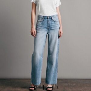 NWT Rag & Bone Feathrweight Logan Mid-Rise Wide-Leg Jeans Dana Point Blue 27